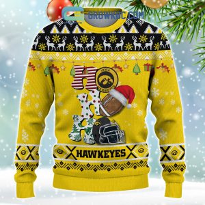 Iowa Hawkeyes NCAA Ho Ho Ho Snow Christmas Personalized Ugly Sweater