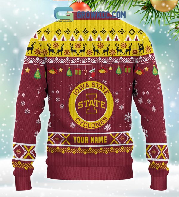 Iowa State Cyclones NCAA Ho Ho Ho Snow Christmas Personalized Ugly Sweater