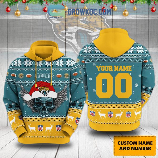 Jacksonville Jaguars Christmas NFL Snowflakes Reindeers Skulls Custom Name Custom Number Hoodie Shirts
