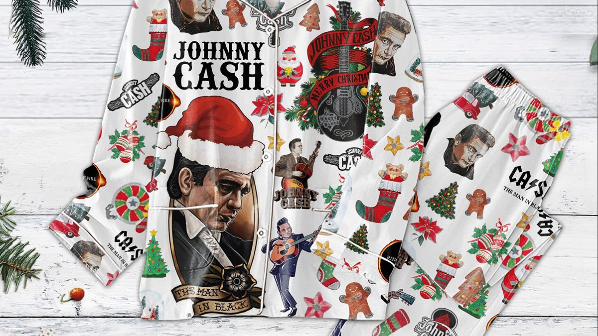 Johnny Cash Merry Christmas Tha Man In Black Pajamas Set