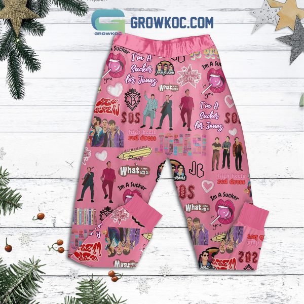 Jonas Brothers Merry Christmas Suckers I Dropped My Pencil High Heels Red Dress Fleece Pajamas Set