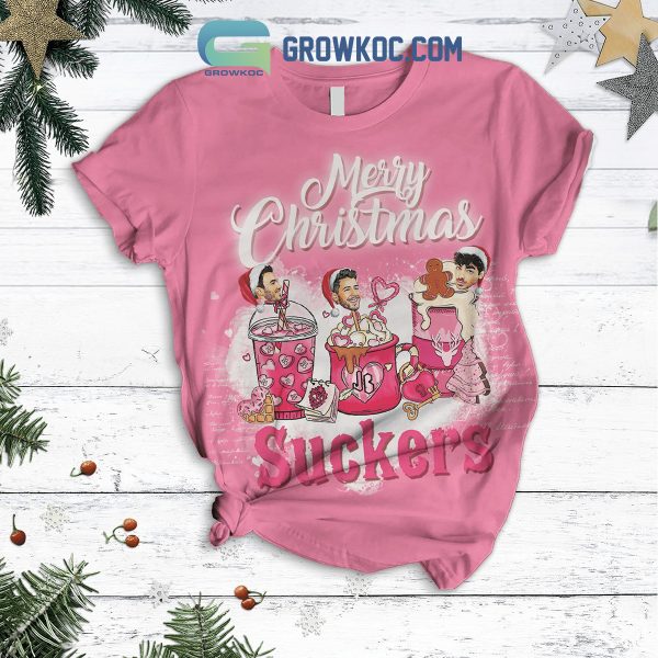 Jonas Brothers Merry Christmas Suckers I Dropped My Pencil High Heels Red Dress Fleece Pajamas Set