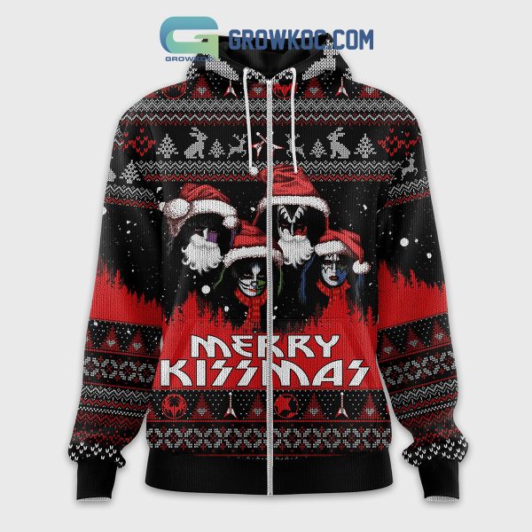 KISS Band Merry Kissmas Christmas Zip Hoodie Sweater