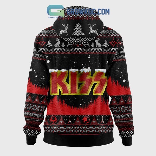 KISS Band Merry Kissmas Christmas Zip Hoodie Sweater