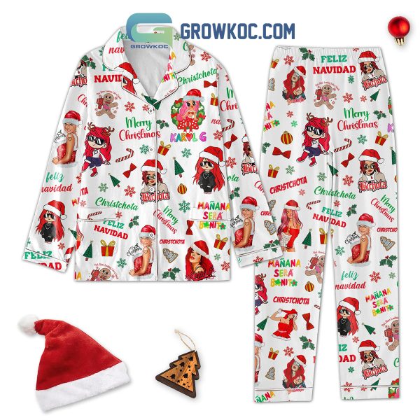 Karol G Feliz Navidad Bichota Christchota Christmas Mermaid Merry Christmas Manana Sera Bonito Silk Pajamas Set