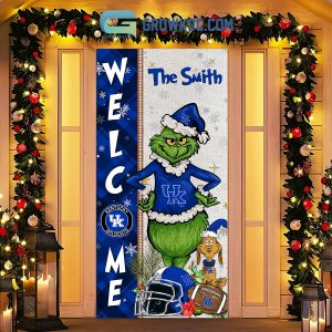 Kentucky Wildcats Grinch Football Welcome Christmas Personalized Decor Door Cover