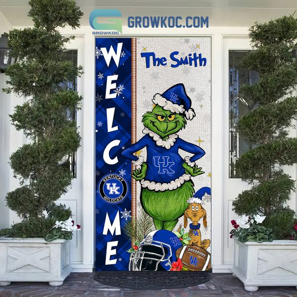 Kentucky Wildcats Grinch Football Welcome Christmas Personalized Decor Door Cover