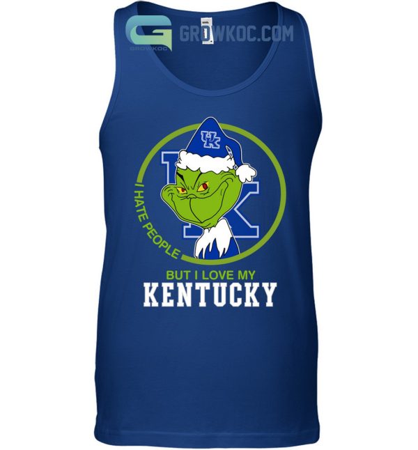 Kentucky Wildcats Grinch I Hate People But I Love My Kentucky Christmas Holiday Shirts