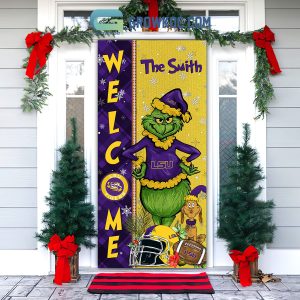 LSU Tigers Grinch Football Welcome Christmas Personalized Decor Door Cover