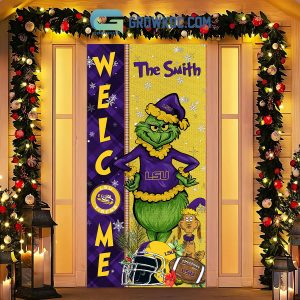 LSU Tigers Grinch Football Welcome Christmas Personalized Decor Door Cover