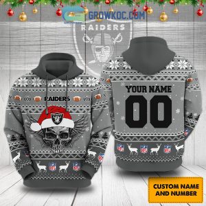 Las Vegas Raiders Christmas NFL Snowflakes Reindeers Skulls Custom Name Custom Number Hoodie Shirts