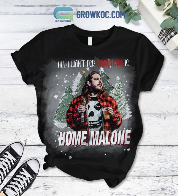 Malone All I Want For Christmas Is Home Malone If Y’All Here I’d Be Crying Holidays Winter Fleece Pajama Sets Black Design