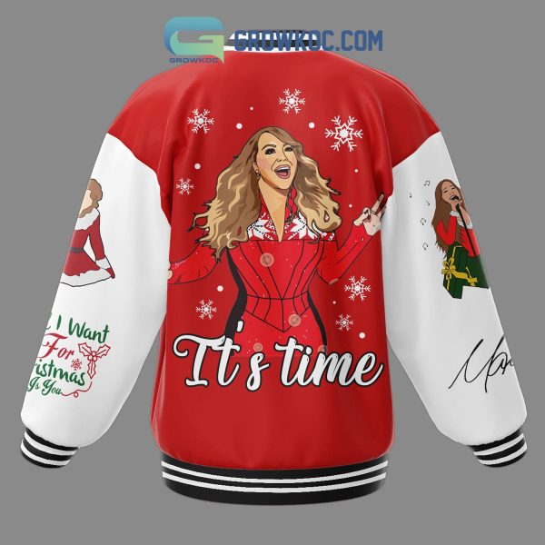 Mariah Carey Merry Christmas Mariah Season It’s Time All I Want For Christmas Is You Winter Holiday Baseball Jacket