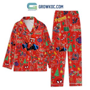 Marvel Spiderman Homecoming Santa Is Coming Merry Christmas Silk Pajamas Set