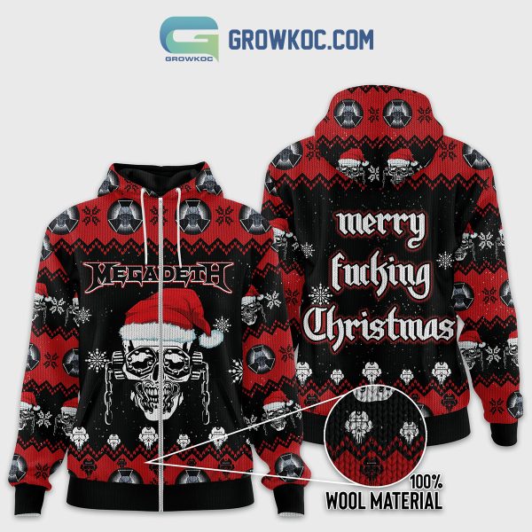 Megadeth Thrash Metal Merry Fcking Christmas Wool Hoodie Sweater Winter Holidays