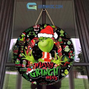 Merry Grinchmas In My Grinch Era I Am Surrounded By Idiots Christmas Round Wooden Sign
