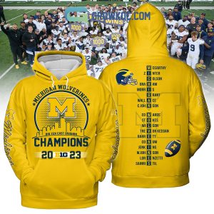 Michigan Wolverines Champions 2023 Big Ten Gold Navy Design Hoodie T Shirt