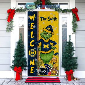 Michigan Wolverines Grinch Football Welcome Christmas Personalized Decor Door Cover