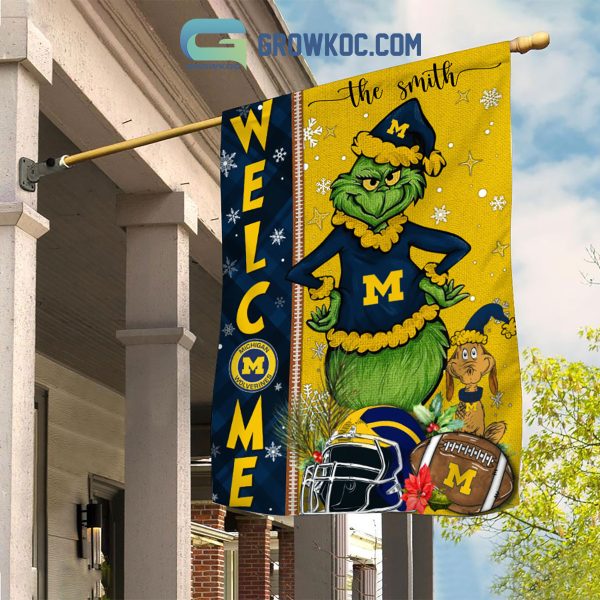 Michigan Wolverines NCAA Grinch Football Welcome Christmas House Garden Flag