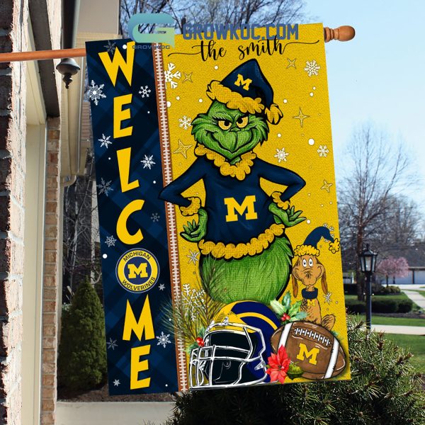 Michigan Wolverines NCAA Grinch Football Welcome Christmas House Garden Flag