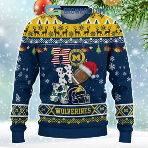 Michigan Wolverines NCAA Ho Ho Ho Snow Christmas Personalized Ugly Sweater