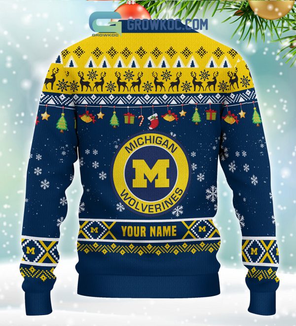 Michigan Wolverines NCAA Ho Ho Ho Snow Christmas Personalized Ugly Sweater