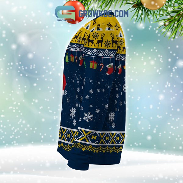 Michigan Wolverines NCAA Ho Ho Ho Snow Christmas Personalized Ugly Sweater