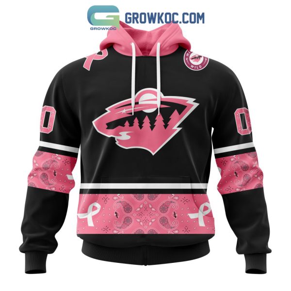 Minnesota Wild NHL Special Style Paisley In October We Wear Pink Breast Cancer Personalized Hoodie T Shirt