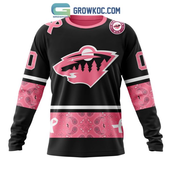 Minnesota Wild NHL Special Style Paisley In October We Wear Pink Breast Cancer Personalized Hoodie T Shirt