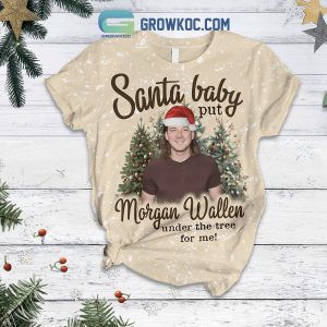 Morgan Wallen Santa Baby Christmas Tree Fleece Pajamas Set