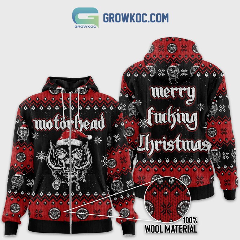 Motorhead Rock Band Merry Christmas Zip Hoodie Sweater - Growkoc