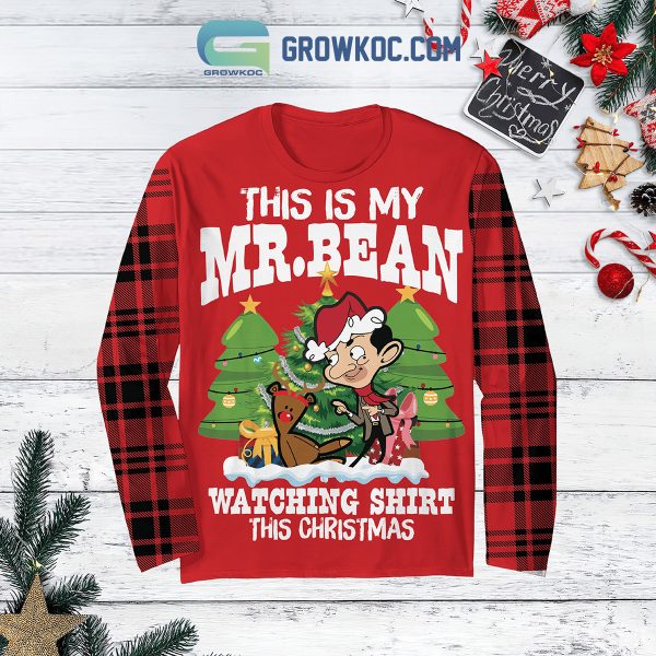 Mr. Bean Christmas Watching Shirt Happy Holiday Fleece Pajamas Set