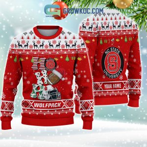 NC State Wolfpack NCAA Ho Ho Ho Snow Christmas Personalized Ugly Sweater