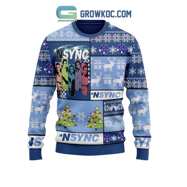 NSYNC Chris Kirkpatrick Justin Timberlake Joey Fatone Lance Bass JC Chasez Christmas Ugly Sweaters