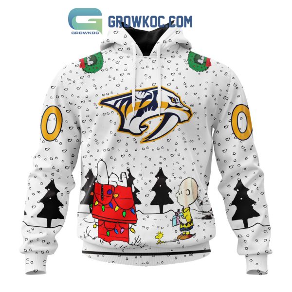 Nashville Predators NHL Mix Snoopy Peanuts Christmas Personalized Hoodie T Shirt