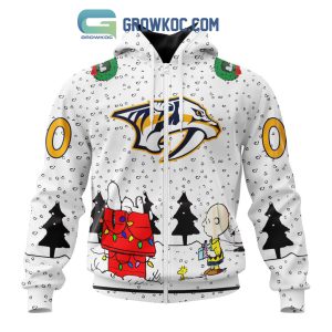 Nashville Predators NHL Mix Snoopy Peanuts Christmas Personalized Hoodie T Shirt