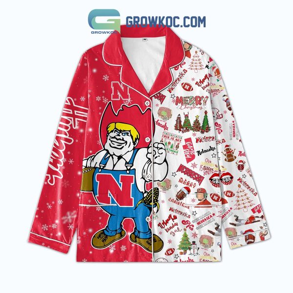 Nebraska Cornhuskers Christmas Silk Pajamas Set