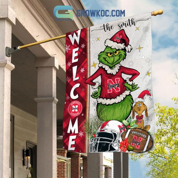 Nebraska Cornhuskers NCAA Grinch Football Welcome Christmas House Garden Flag