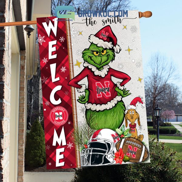 Nebraska Cornhuskers NCAA Grinch Football Welcome Christmas House Garden Flag