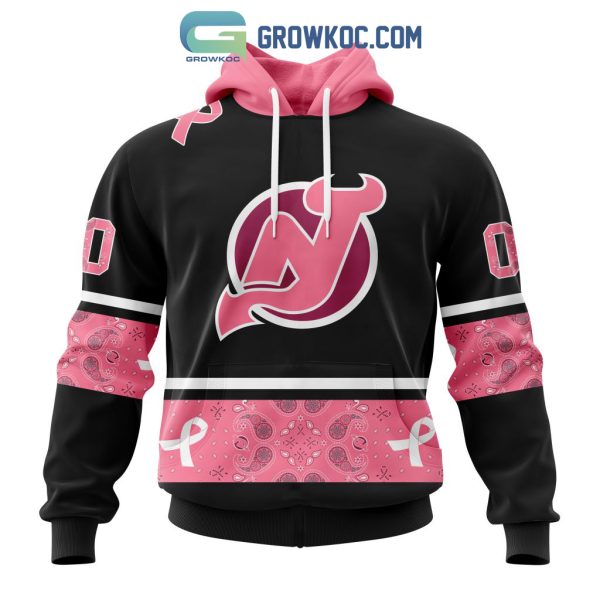 New Jersey Devils NHL Special Style Paisley In October We Wear Pink Breast Cancer Personalized Hoodie T Shirt