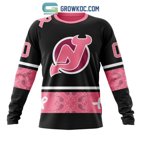 New Jersey Devils NHL Special Style Paisley In October We Wear Pink Breast Cancer Personalized Hoodie T Shirt