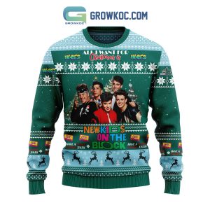 New Kids On The Block Have A Funky Fulky Xmas All I Want For Christmas Is NKOTB Ugly Sweater Green Edition