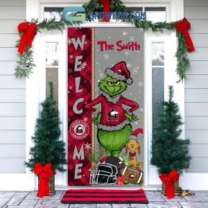 Northern Illinois Huskies Grinch Football Welcome Christmas Personalized Decor Door Cover