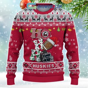 Northern Illinois Huskies NCAA Ho Ho Ho Snow Christmas Personalized Ugly Sweater