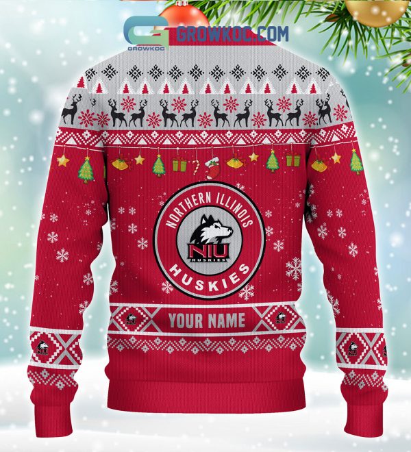 Northern Illinois Huskies NCAA Ho Ho Ho Snow Christmas Personalized Ugly Sweater