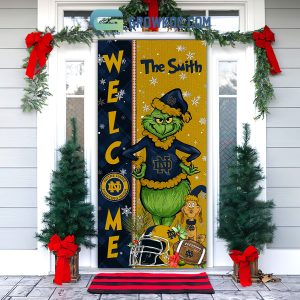 Notre Dame Fighting Irish Grinch Football Welcome Christmas Personalized Decor Door Cover