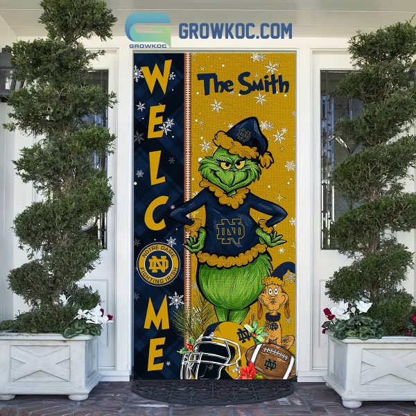 Notre Dame Fighting Irish Grinch Football Welcome Christmas Personalized Decor Door Cover