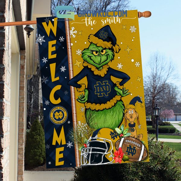 Notre Dame Fighting Irish NCAA Grinch Football Welcome Christmas House Garden Flag