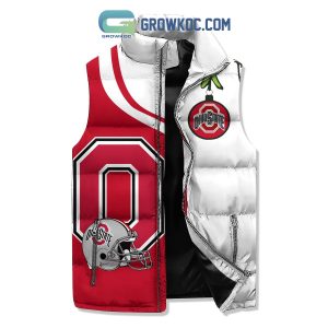 Ohio State Buckeyes Cheering For The Buckeyes Makes Our Hearts Grow Three Sizes Christmas Grinch Sleeveless Puffer Jacket