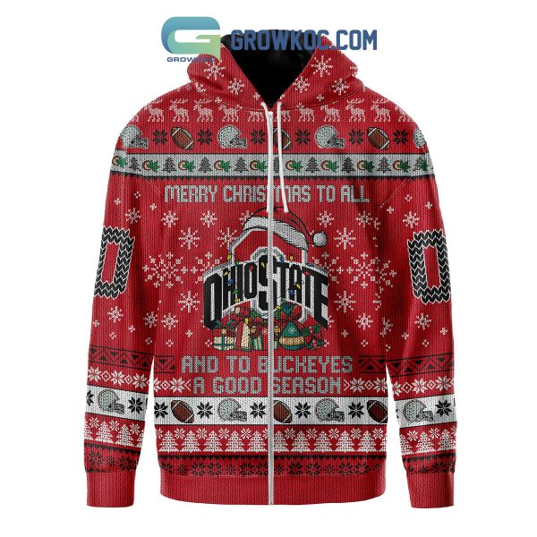 Ohio State Buckeyes Merry Christmas To All And To Buckeyes A Good Season Zip Hoodie Sweater